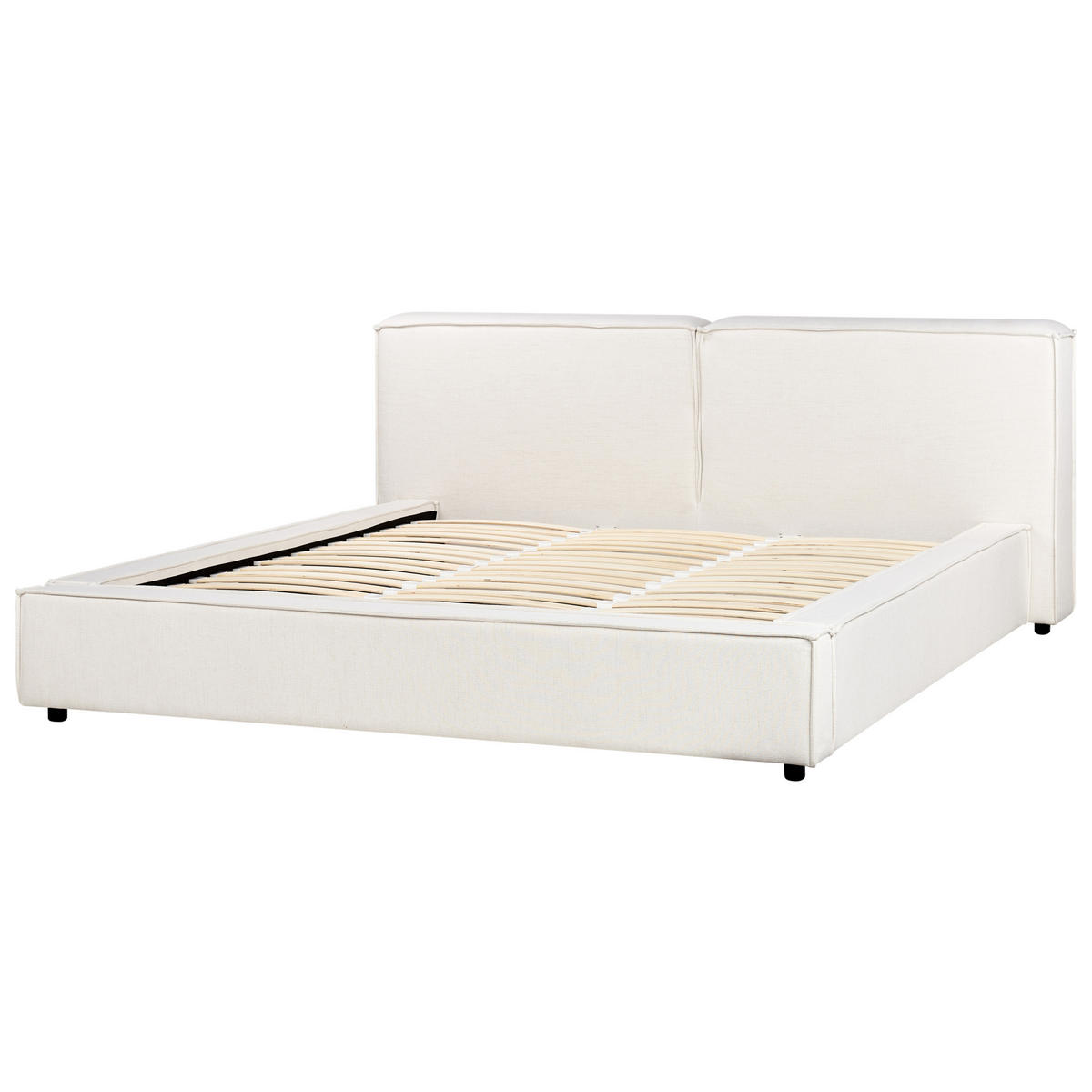 POLSTERBETT mit Lattenrost 180x200 cm Weiß Linards - Creme, Textil (180/200cm) - Beliani
