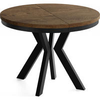 ESSTISCH Savio Neo rund ausziehbar verlängerbar, Eiche Braun Rustikal 90-190/90/77 cm - Alteiche/Schwarz, Holz/Holzwerkstoff (90/90/77cm) - WFL GROUP