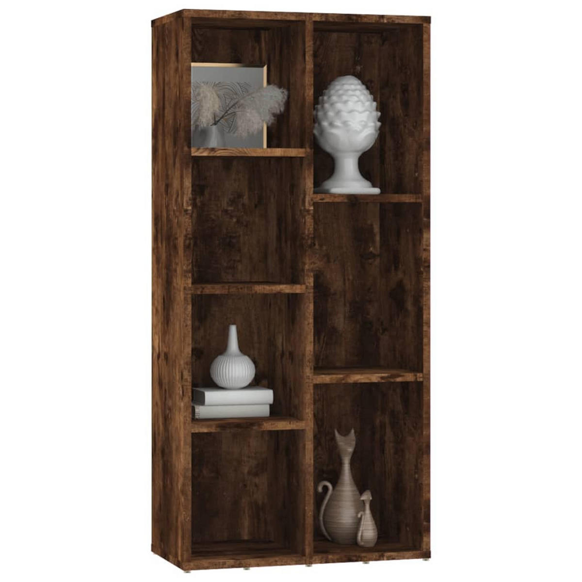 BÜCHERREGAL mit 7 Fächern 50/25/106 cm aus Holzwerkstoff Räuchereiche Dekor - Dunkelbraun, Holz (50/106/25cm) - vidaXL