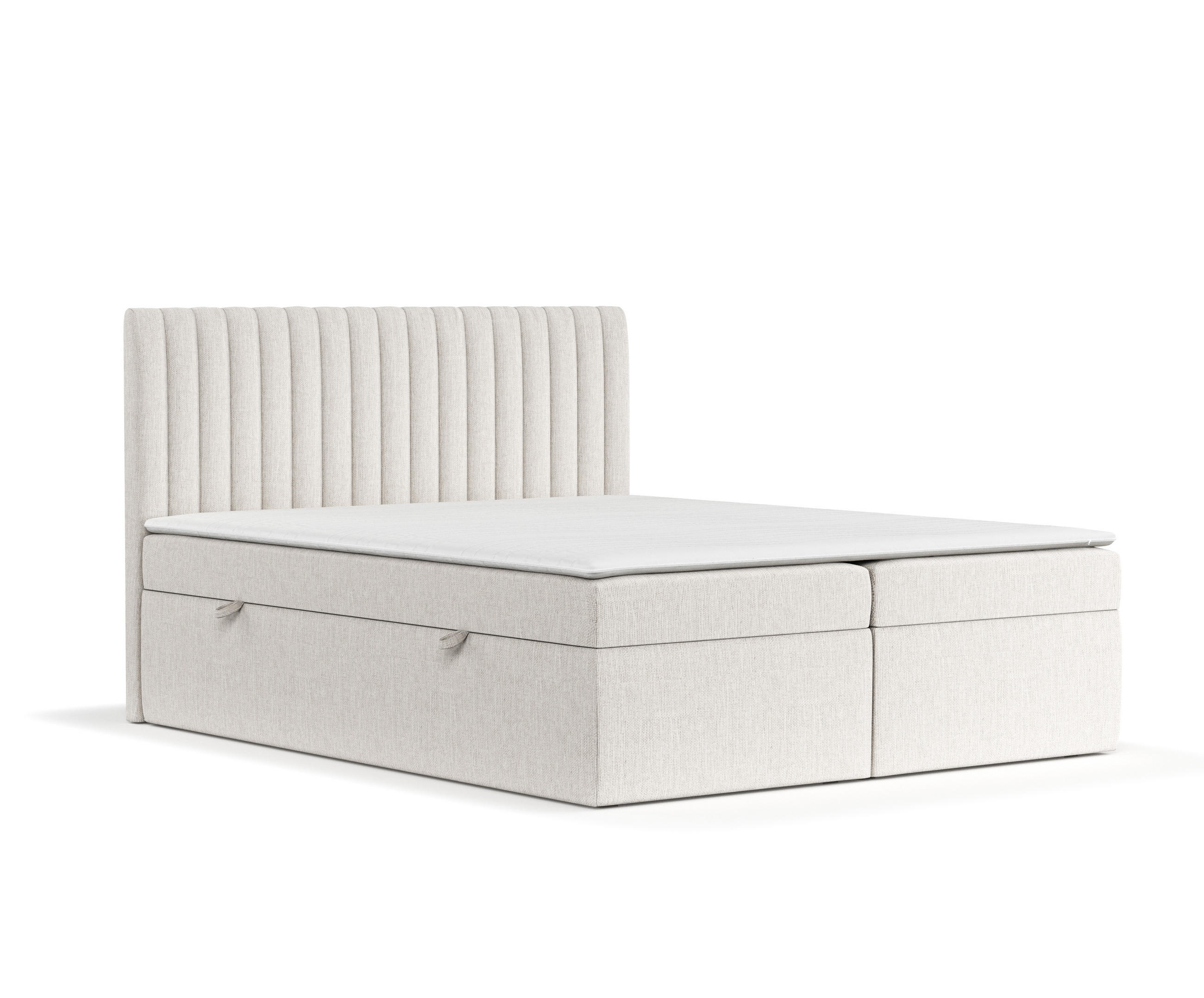 BOXBETT Spencer Creme 180/200 cm mit Matratze und Topper - Creme/Schwarz, Holz/Holzwerkstoff (180/200cm) - Maison de Reve