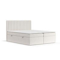 BOXBETT Spencer Creme 140/200 cm mit Matratze und Topper - Creme/Schwarz, Holz/Holzwerkstoff (140/200cm) - Maison de Reve