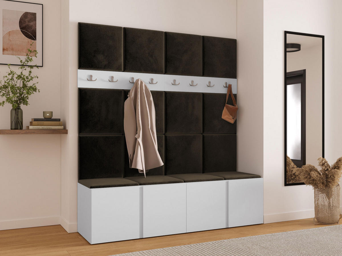 MOBILIER PENTRU HOL Orion V - maro/alb, material plastic/compozit lemnos (168/186/46cm) - MIRJAN24