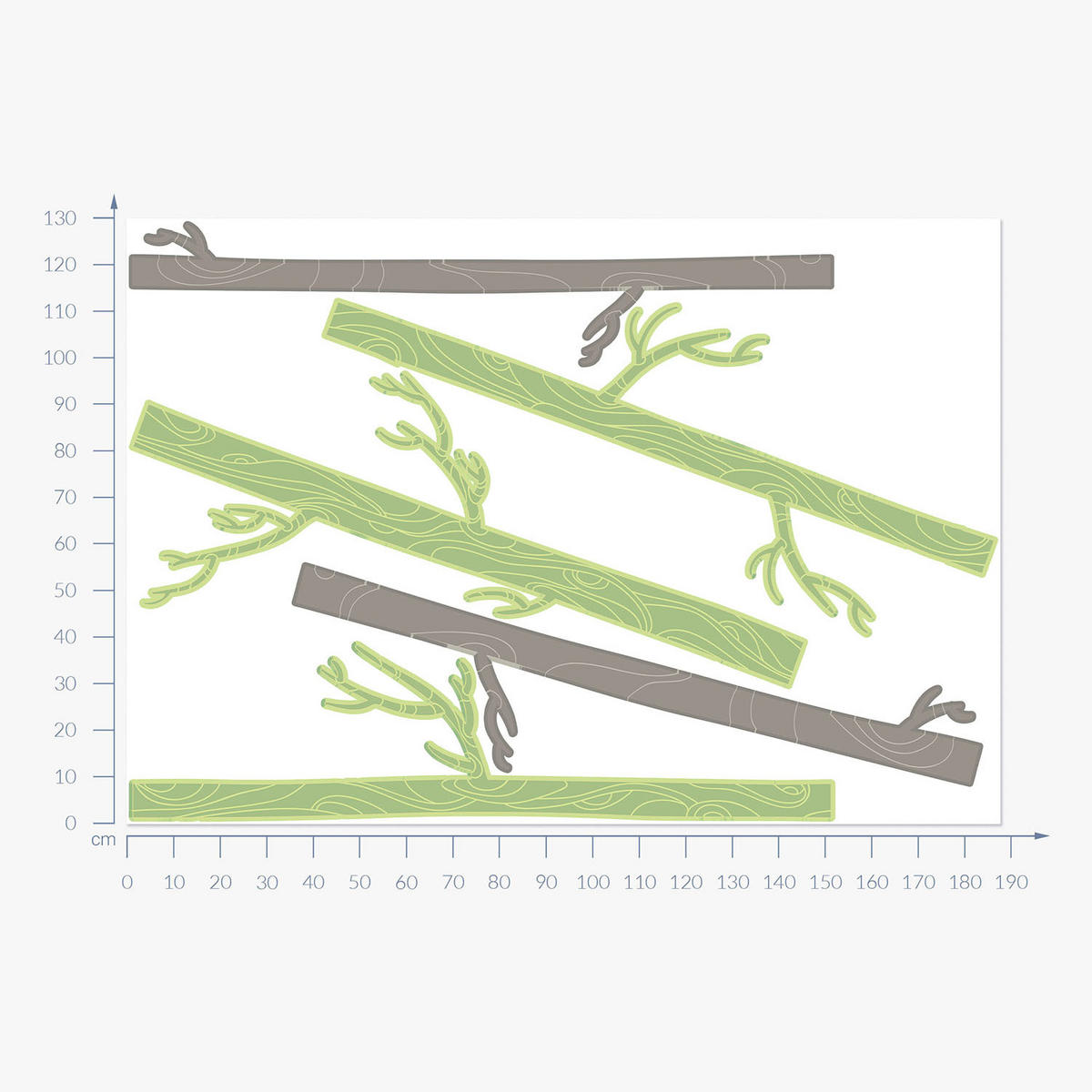 WANDAUFKLEBER 130x188cm - Pastellfarbener Wald - Multicolor, Kunststoff (130/188/0.1cm) - Wallfluent