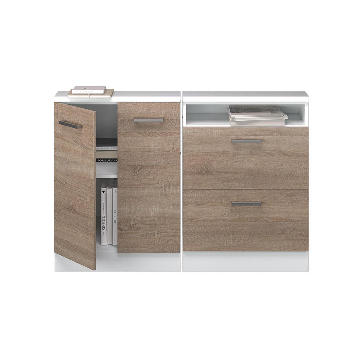 KUCHYŇSKÁ SKŘÍŇKA POD ŠIKMOU STŘECHU R-Line Sonoma/bílá - bílá/Sonoma dub, kompozitní dřevo (120/81.6/46cm) - Vicco