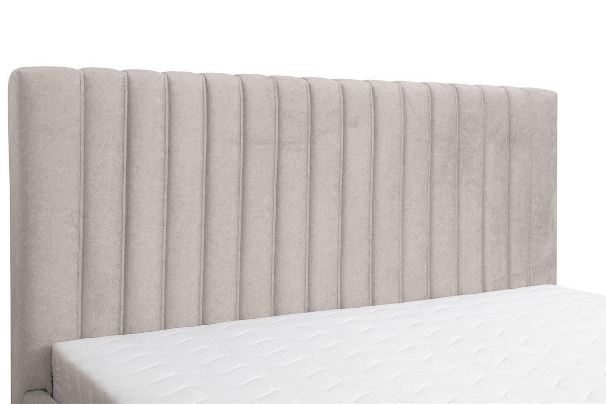 POLSTERBETT QUANT mit Bettkasten Velour Stoff 180 x 200 cm - Beige, Holzwerkstoff (180/200cm) - VENASI MÖBEL