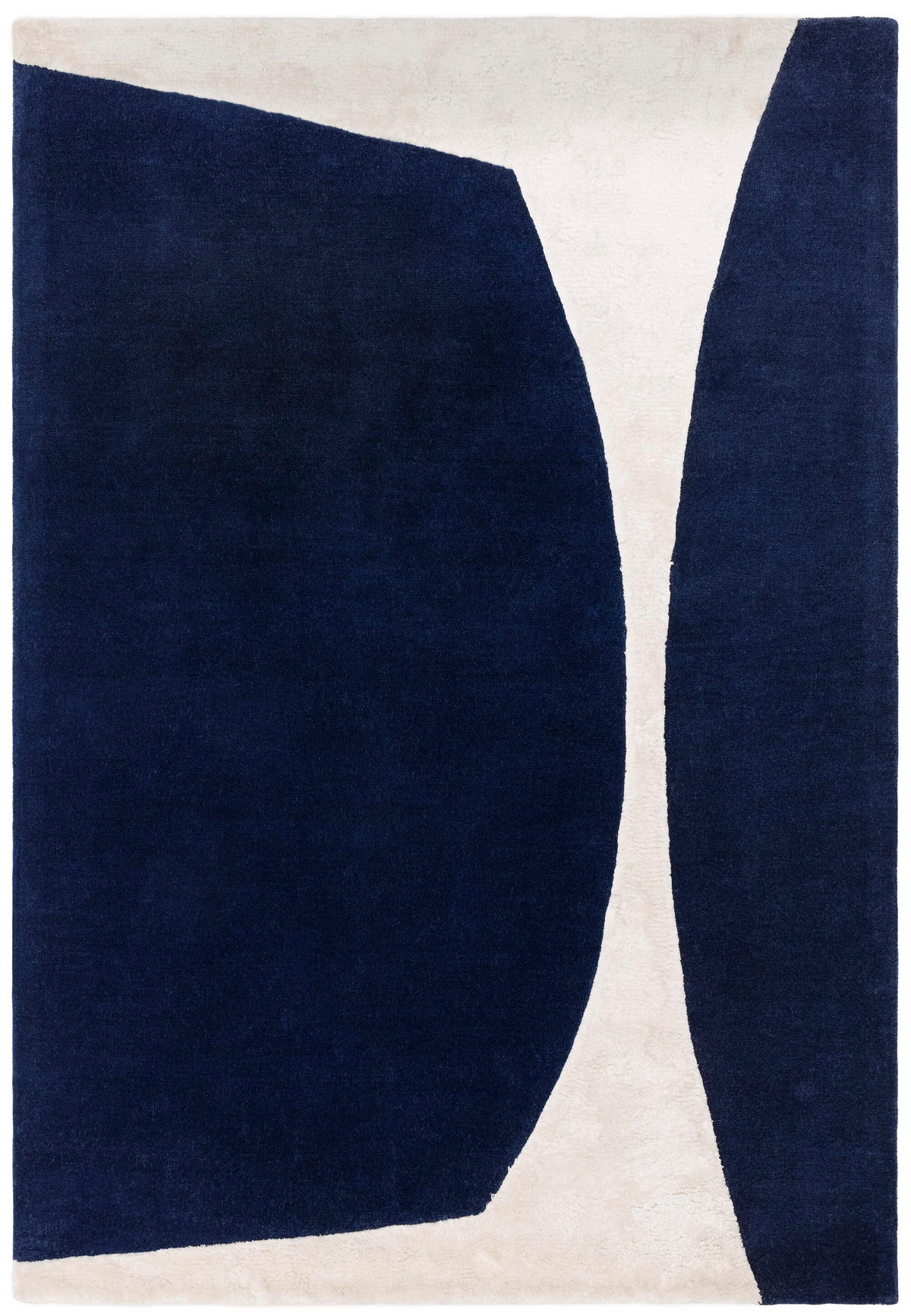 TEPPICH Wolle Viskose handgetuftet hoch-tief abstrakt HULL-Tickton, Dunkelblau 120x170 cm - Dunkelblau, Textil (120/170cm) - KADIMA DESIGN
