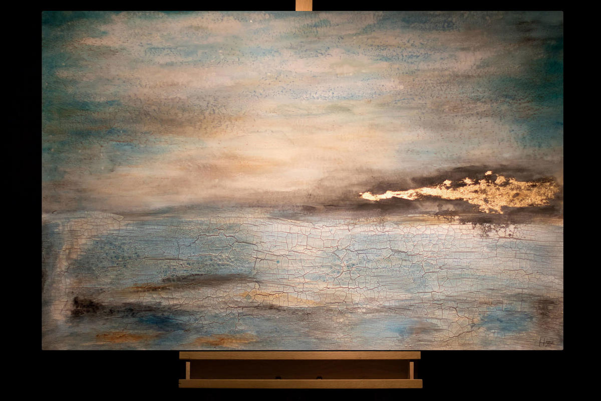 ÖLGEMÄLDE 120/80 cm - Blau, Holz/Textil (2.2/80cm) - KUNSTLOFT