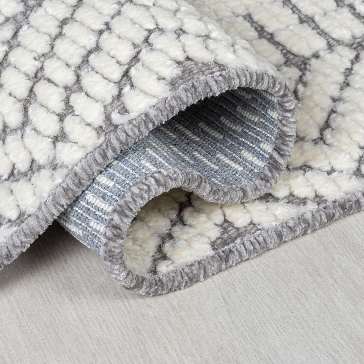 TEPPICH Geo-Muster, maschinenwaschbar, robust OTTER GREG, Grau 80x160 cm - Grau, Textil (80/160cm) - KADIMA DESIGN