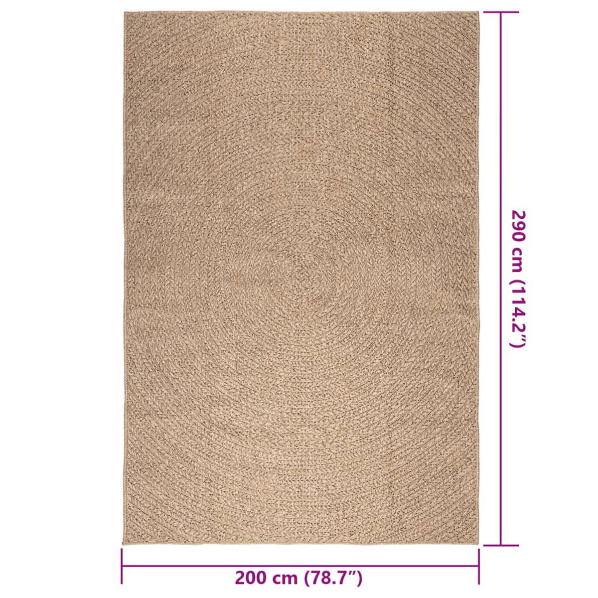 TEPPICH Zizur fur Indoor und Outdoor 200/290 cm aus PP in Jute-Optik - Braun, Kunststoff/Textil (200/290cm) - vidaXL