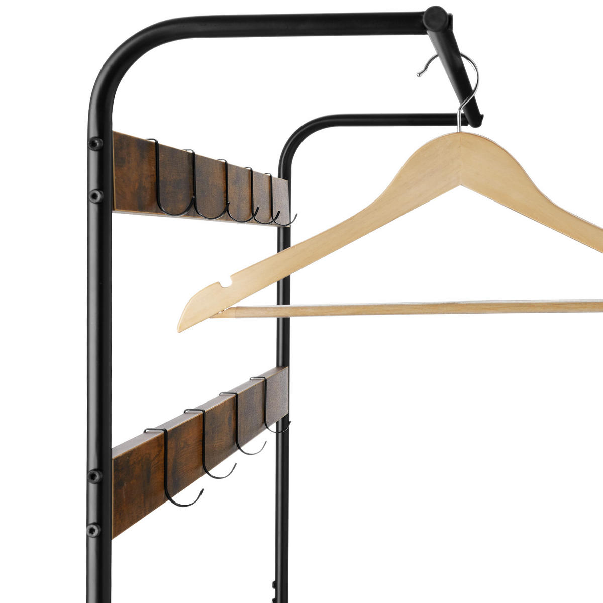 GARDEROBENSTÄNDER Alberta,inklusive Kippschutz, 85,5 x 36 x 184 cm,Industrial Holz dunkel, rustikal - Rostfarben, Textil (36/184/85.5cm) - tectake