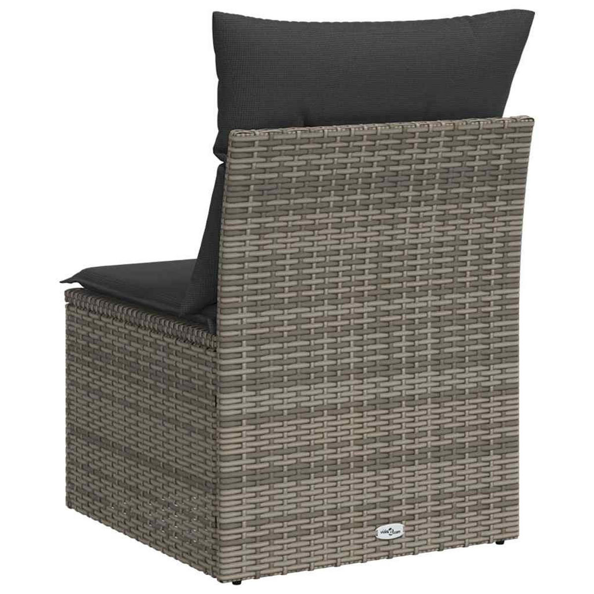 GARTENSOFA Ohne Armlehnen Mit Kissen Grau Poly Rattan - Grau, Kunststoff (62/69/55cm) - vidaXL