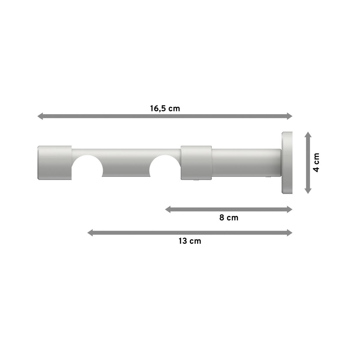 TRÄGER FÜR GARDINENSTANGEN 20 mm Ø, Prestige 2-läufig, Weiß - Weiß, Metall (16.2/4/4cm) - INTERDECO