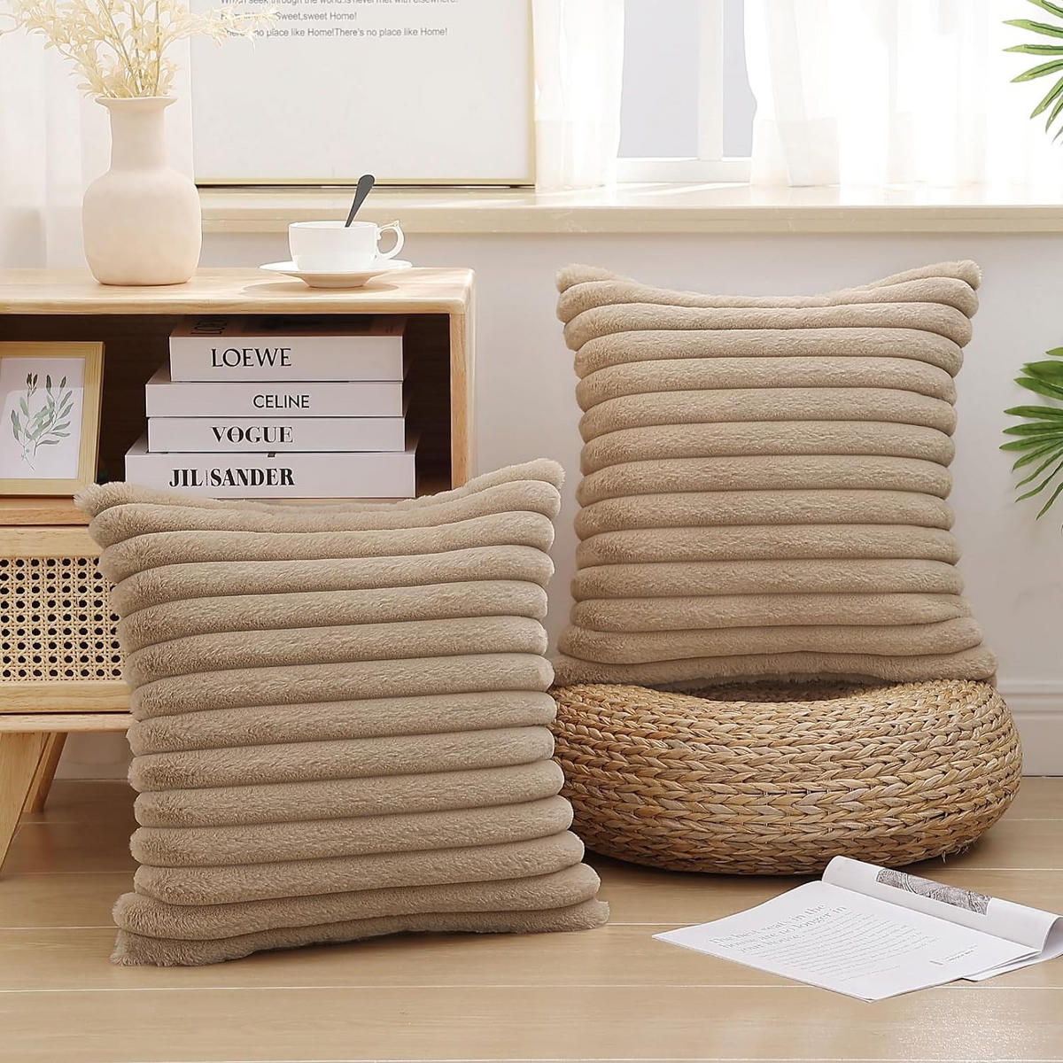 KISSENHÜLLE Velvety 50/50 cm，2er-Set - Braun, Textil (50/50cm) - Kaket