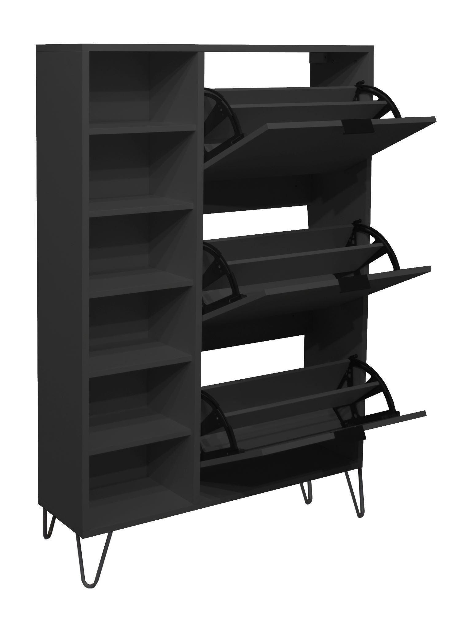 SCHUHSCHRANK Erna 95x25x141 Anthrazit matt Lack - Grau, Holzwerkstoff (95/141/25cm) - 58aufmkessel