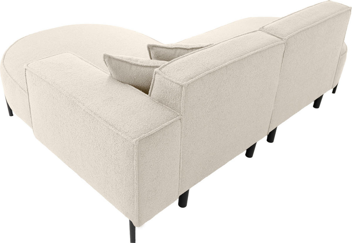 ECKSOFA Hana Loft 3-Sitzer Ecke Rechts, Boucle, Creme 241/80/168 cm - Schwarz/Weiß, Textil/Metall (241/168cm) - WFL GROUP
