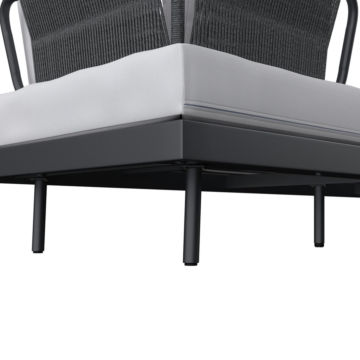 LOUNGEGARNITUR-SET Emma Grau Outdoorstoff/Metall - Weiß, Metall