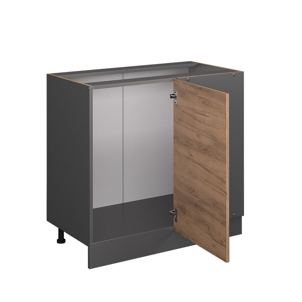 ECKUNTERSCHRANK R-Line Goldkraft Eiche 86 cm ohne AP - Anthrazit/Eiche Wotan, Holzwerkstoff (86/81.6/46cm) - Vicco