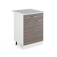 UNTERSCHRANK R-Line Grau 60 cm mit Schubladen - Weiß/Grau, Holzwerkstoff (60/81.6/60cm) - Vicco