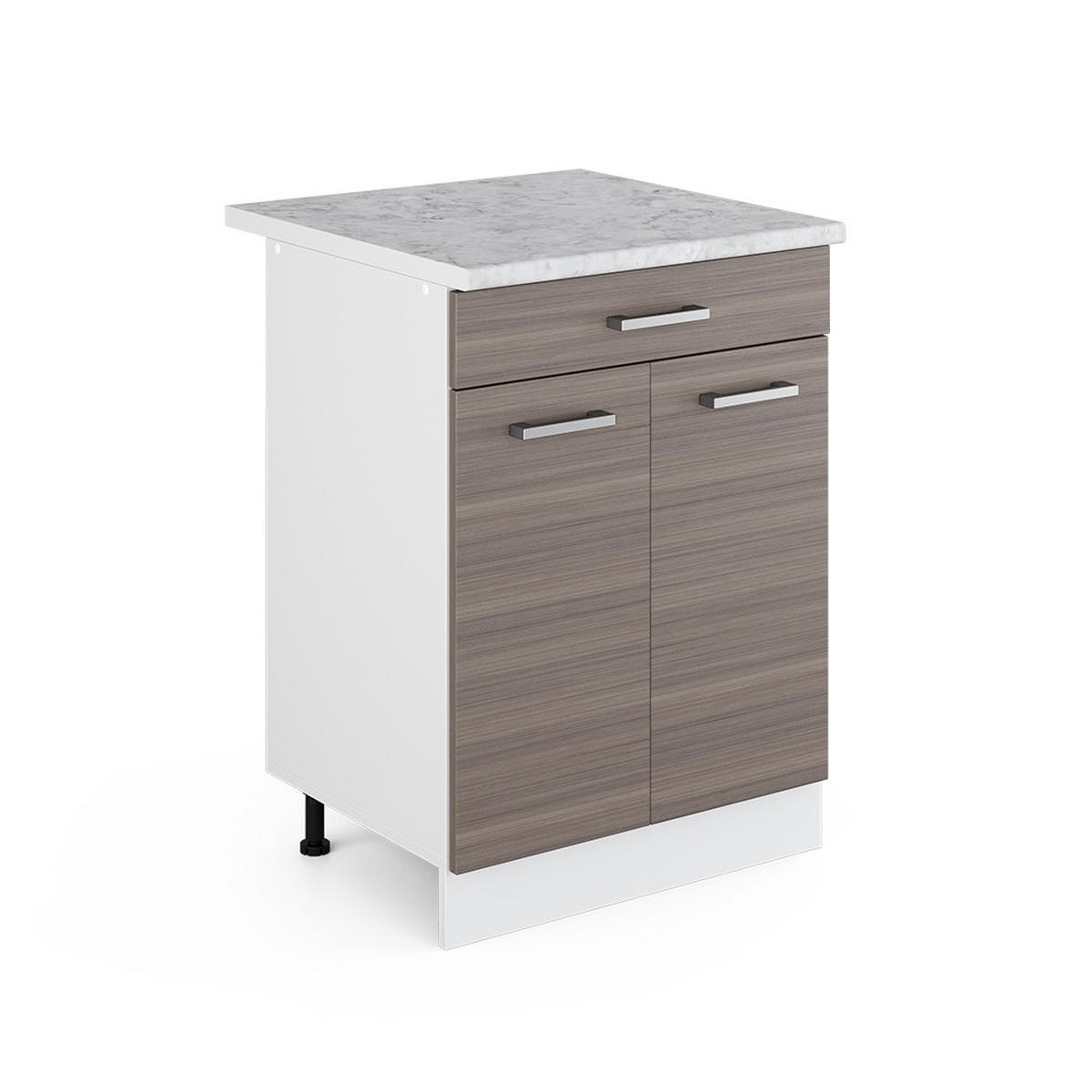 UNTERSCHRANK R-Line Grau 60 cm mit Schubladen - Weiß/Grau, Holzwerkstoff (60/81.6/60cm) - Vicco