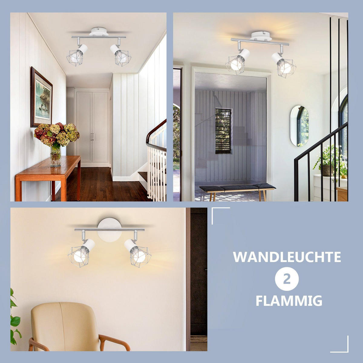 DECKENSTRAHLER Eisen 28/20/9.5cm - Weiß, Metall (28/20/9.5cm) - ZMH