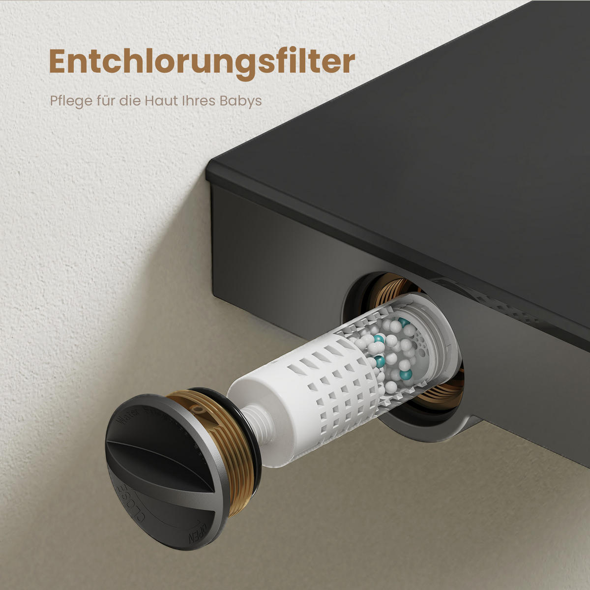 ÜBERKOPFBRAUSESET mit Brausethermostat Temperaturanzeige Anthrazit - Anthrazit, Metall (43.7/112.2/62.5cm) - EMKE