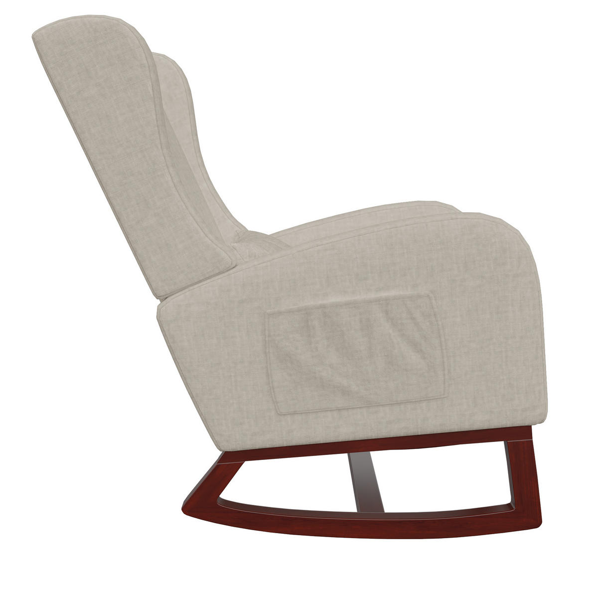 SCHAUKELSTUHL, mit Fußstütze, mit Lendenkissen und 2 Seitentaschen, Samtstoff, Beige - Beige, Textil (64/99/67cm) - WoodenAura