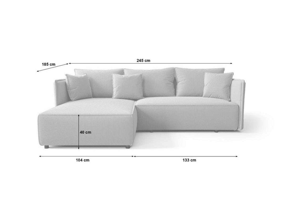 ECKSOFA Evora - Grau, Holzwerkstoff/Textil (245/185cm) - Fun Möbel