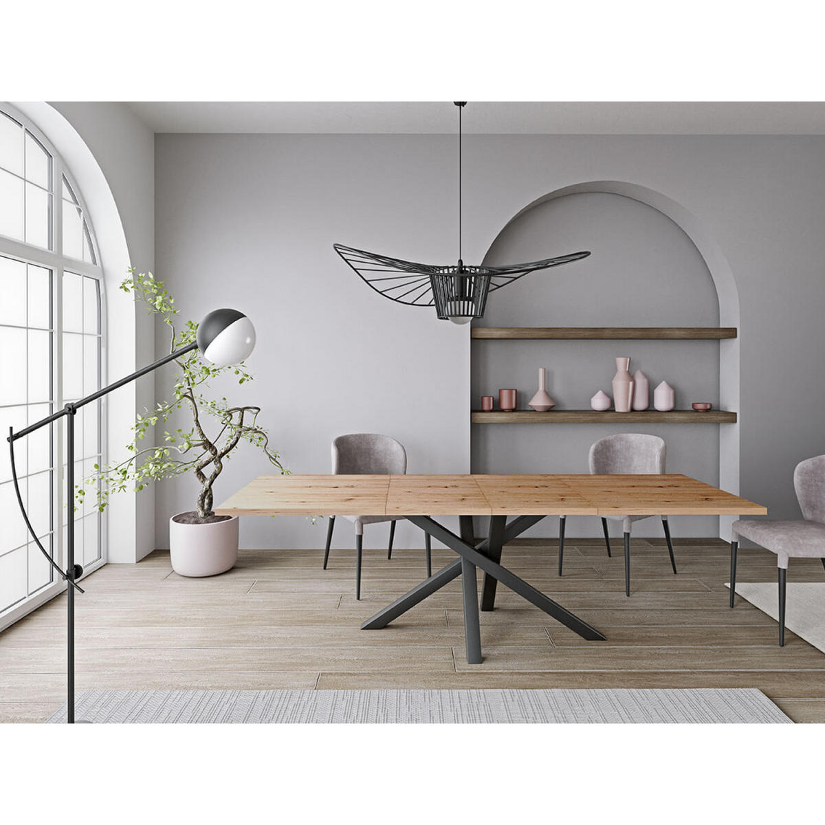 ESSTISCH Cali ausziehbar 160-260 x 90 x 77,5 cm Eiche Artisan/Schwarz - Eiche Artisan, Holzwerkstoff (90/160/77.5cm) - Koseto