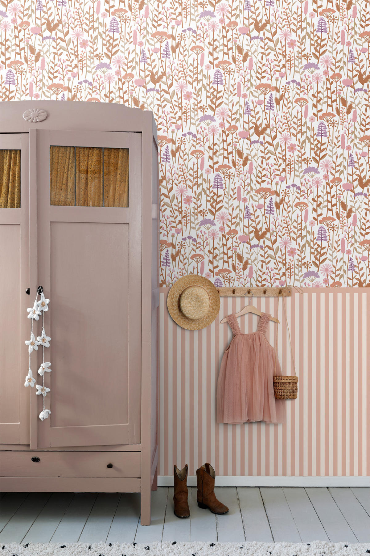 TAPETE Feldblumen 50 x 900 cm - Terracotta, Papier (50/0.1cm) - ESTAhome
