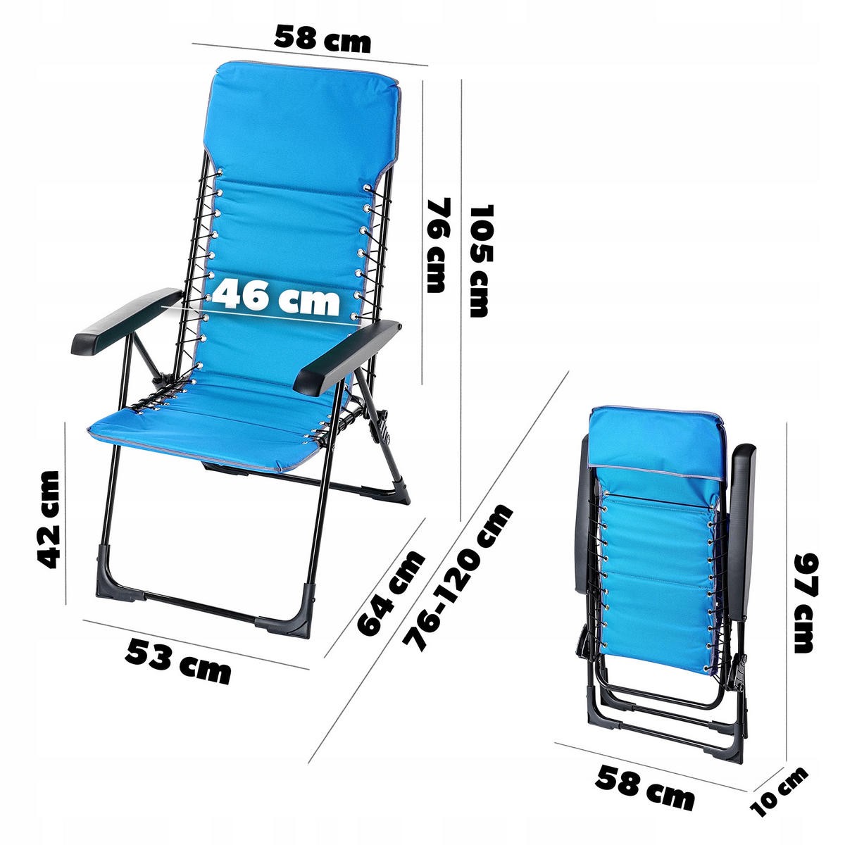 GARTENSESSEL Blau - Blau, Metall (53/120cm) - KADAX