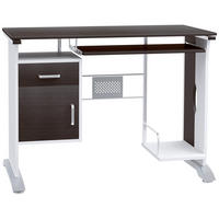 SCHREIBTISCH Schwarzbraun und Weiß mit Tastaturauszug, Schublade und Fach 100/52/75 cm - Walnussfarben, Holzwerkstoff (52/100/75cm) - PANGIVO