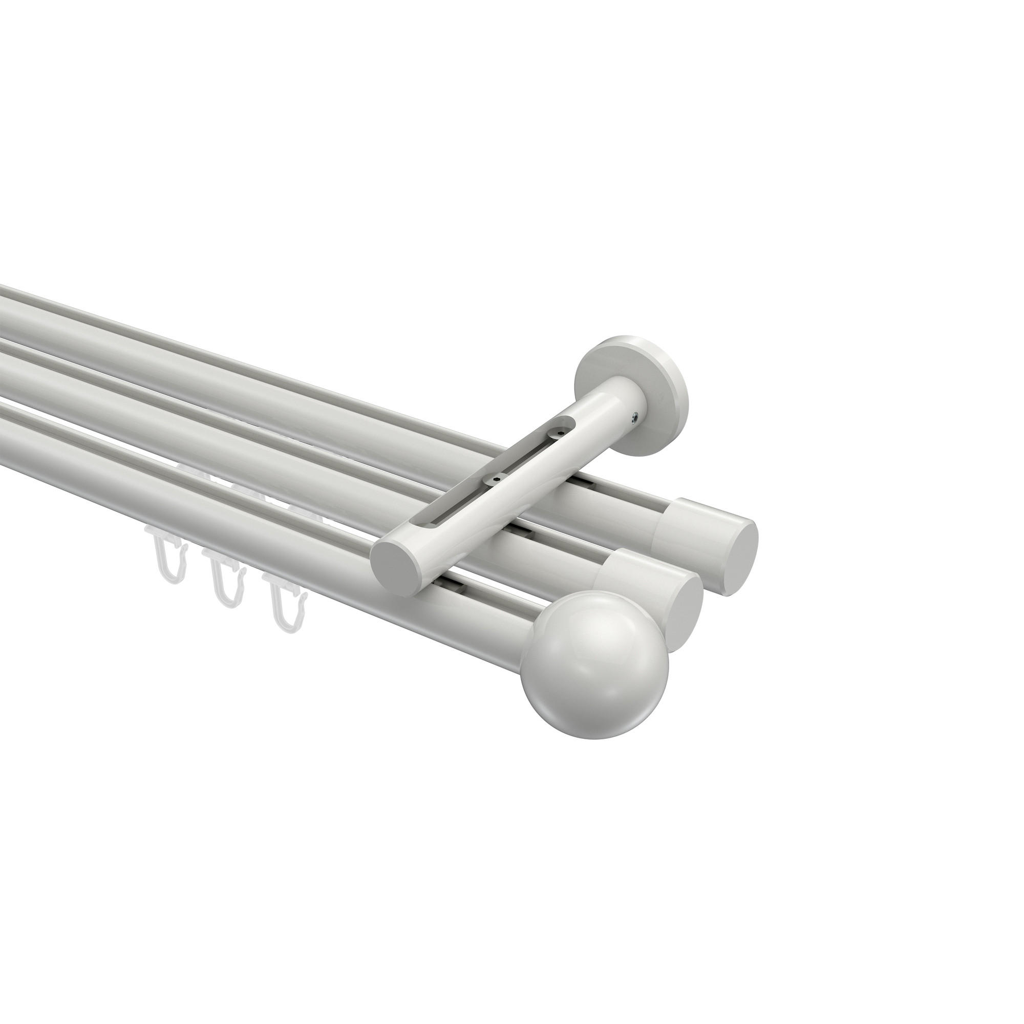 INNENLAUF-GARDINENSTANGEN-SET Siteno Luino 120 cm, 3-läufig, 20 mm Ø Weiß - Weiß, Metall (120cm) - INTERDECO