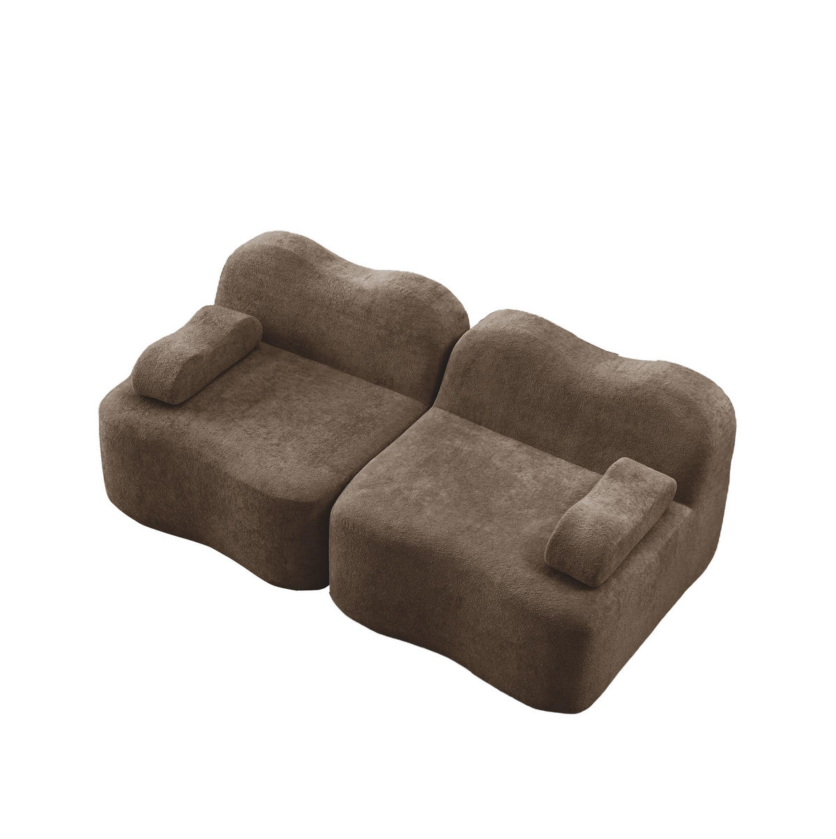 2-SITZER sofa rahmenlos mit Wellenform, tiefer Sitzfläche und flexiblem Hocker, Braun - Braun, Textil (192/70/98cm) - Redom