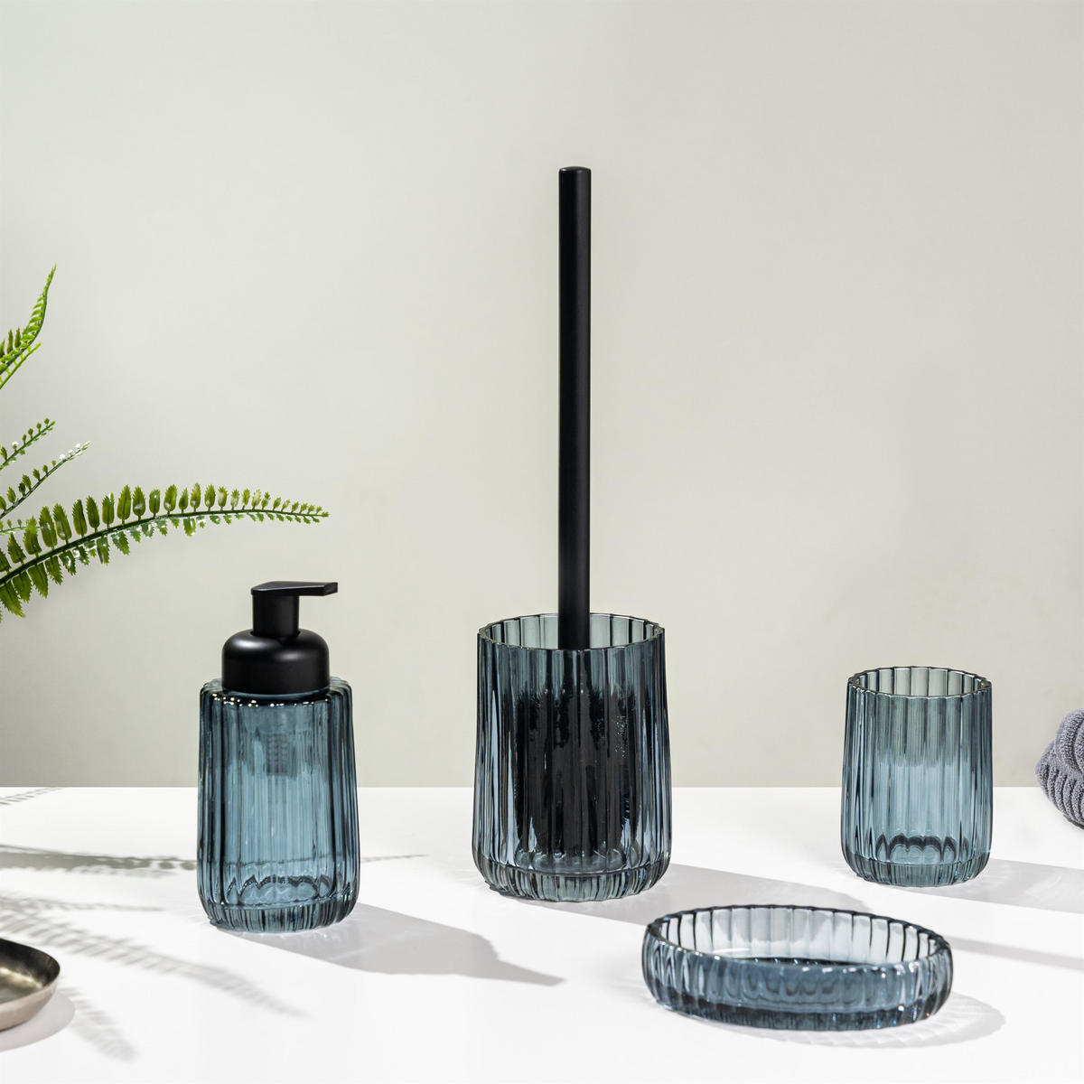 WC-GARNITUR, grau - Grau, Glas (10/36/10cm) - bremermann