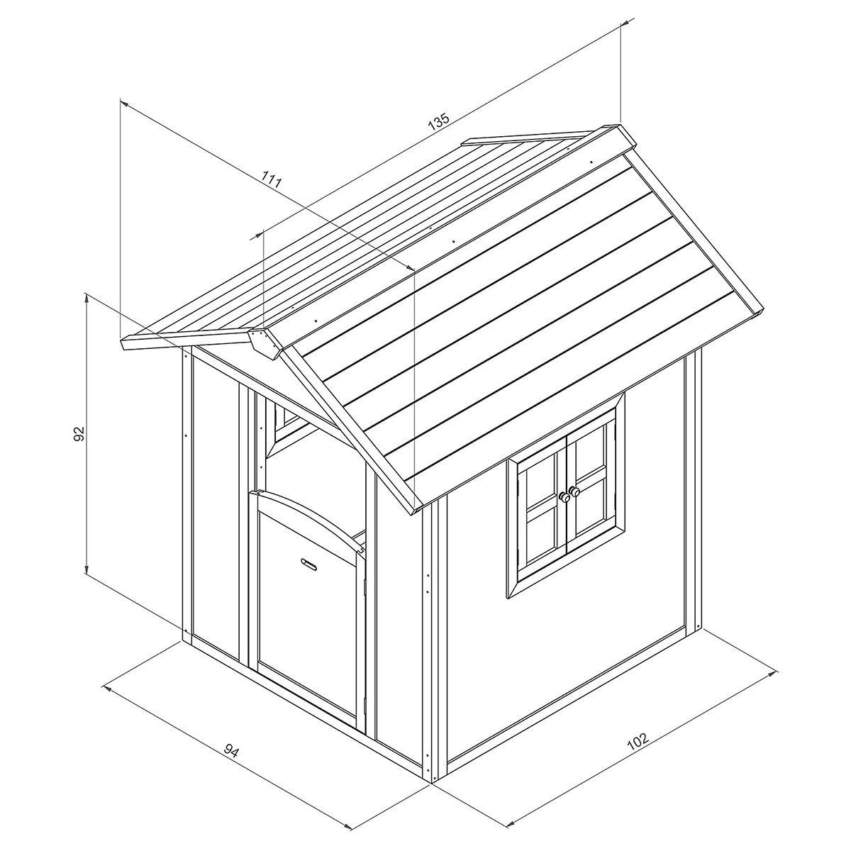 SPIELHAUS Cabin Lodge in Holz Grauweiß - Schwarz, Holz (111/133/135cm) - Axi House