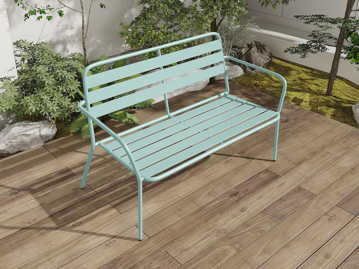 GARTENBANK - 2 -Sitzer - Stahl - mandelgrün - MIRMANDE - Grün, Metall (123/82/58cm) - Vente-Unique
