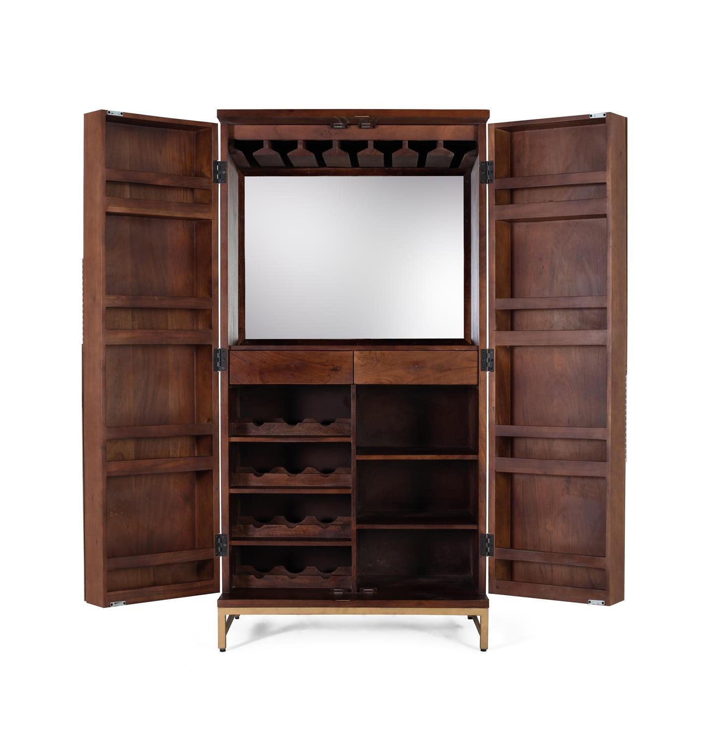 BARSCHRANK aus Mangoholz und Metall - Kirschbaumfarben, Holz (53/179/91cm) - Giner y Colomer