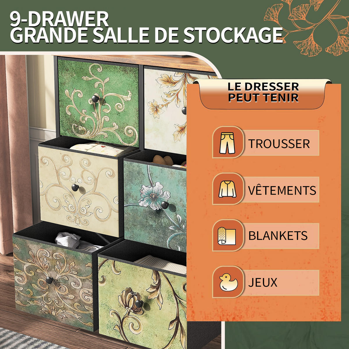 KOMMODE mit 6 Schubladen Metallgestell Stoff Kommode - Multicolor, Holz (30/86.5/67.5cm)