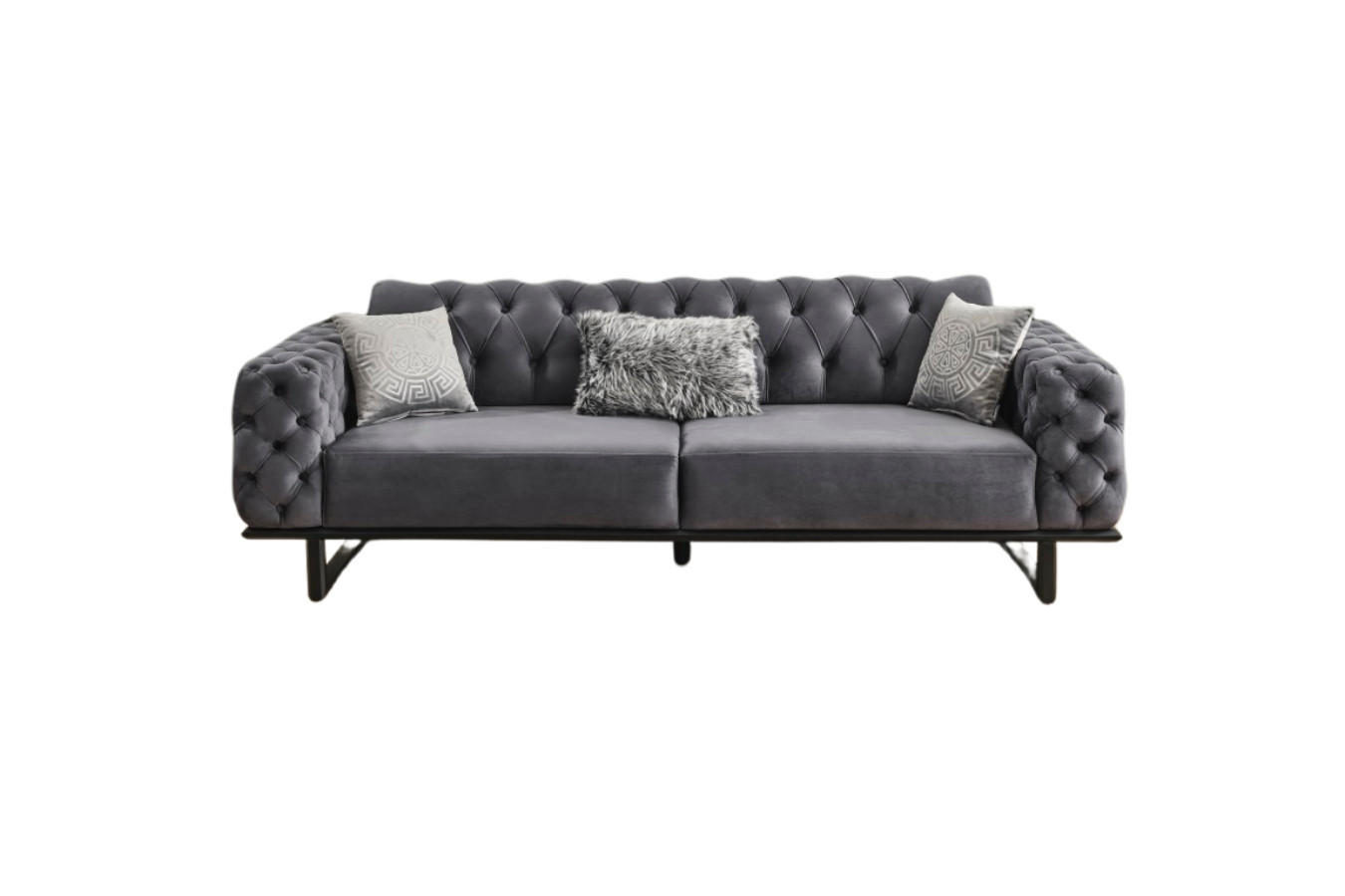 2 Sitzer SOFA Zen Samt Anthrazit - Anthrazit, Holz/Textil (190/80/100cm) - Villa Möbel