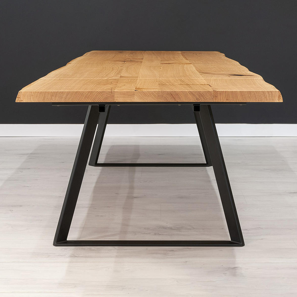 TISCH Ausziehbar Delta aus massivem Eichenholz 180x90 cm + Tischverlängerungen 2x60 cm - Eichefarben/Schwarz, Holz/Metall (180/90/75cm) - Danzz