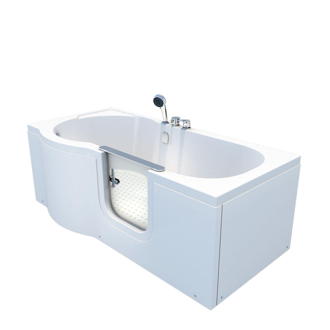 SENIORENBADEWANNE mit Tür S12-EH-R 85x170cm - Weiß, Glas/Kunststoff (170/60/85cm) - AcquaVapore by Sandra Jentho