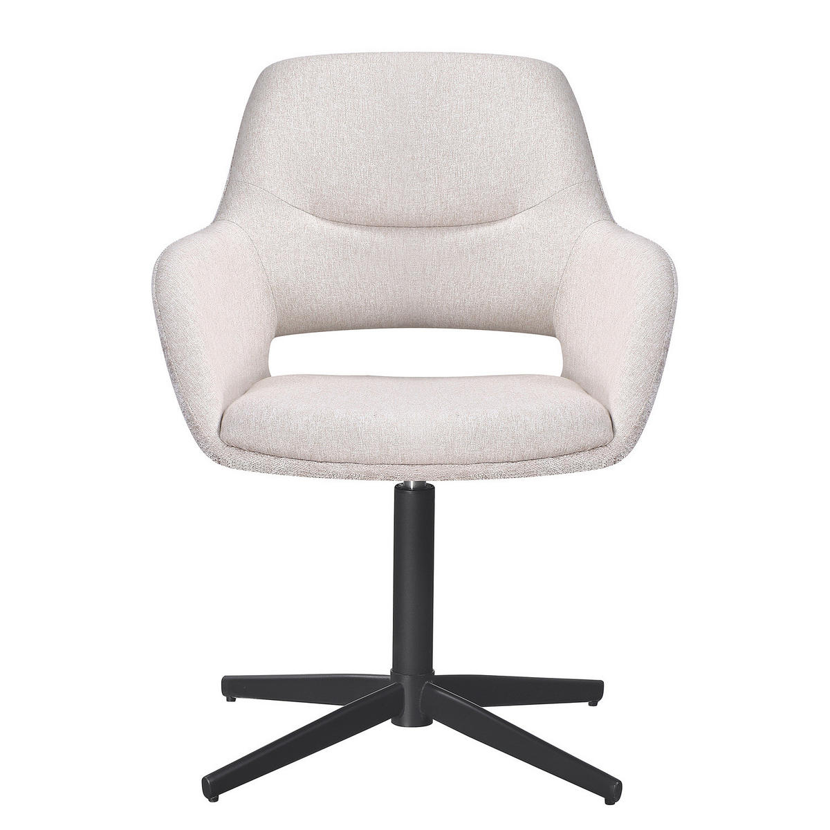DREHBARER ARMLEHNENSTUHL - 2er-Set - Webstoff / Stahl - Creme/Schwarz, Textil/Metall (60/85/63cm) - home24