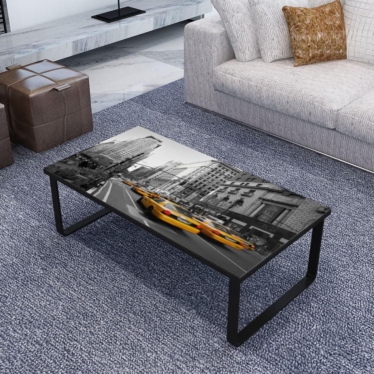 COUCHTISCH mit Glasplatte Rechteckig - Multicolor, Glas (90/90/32cm) - furnicato