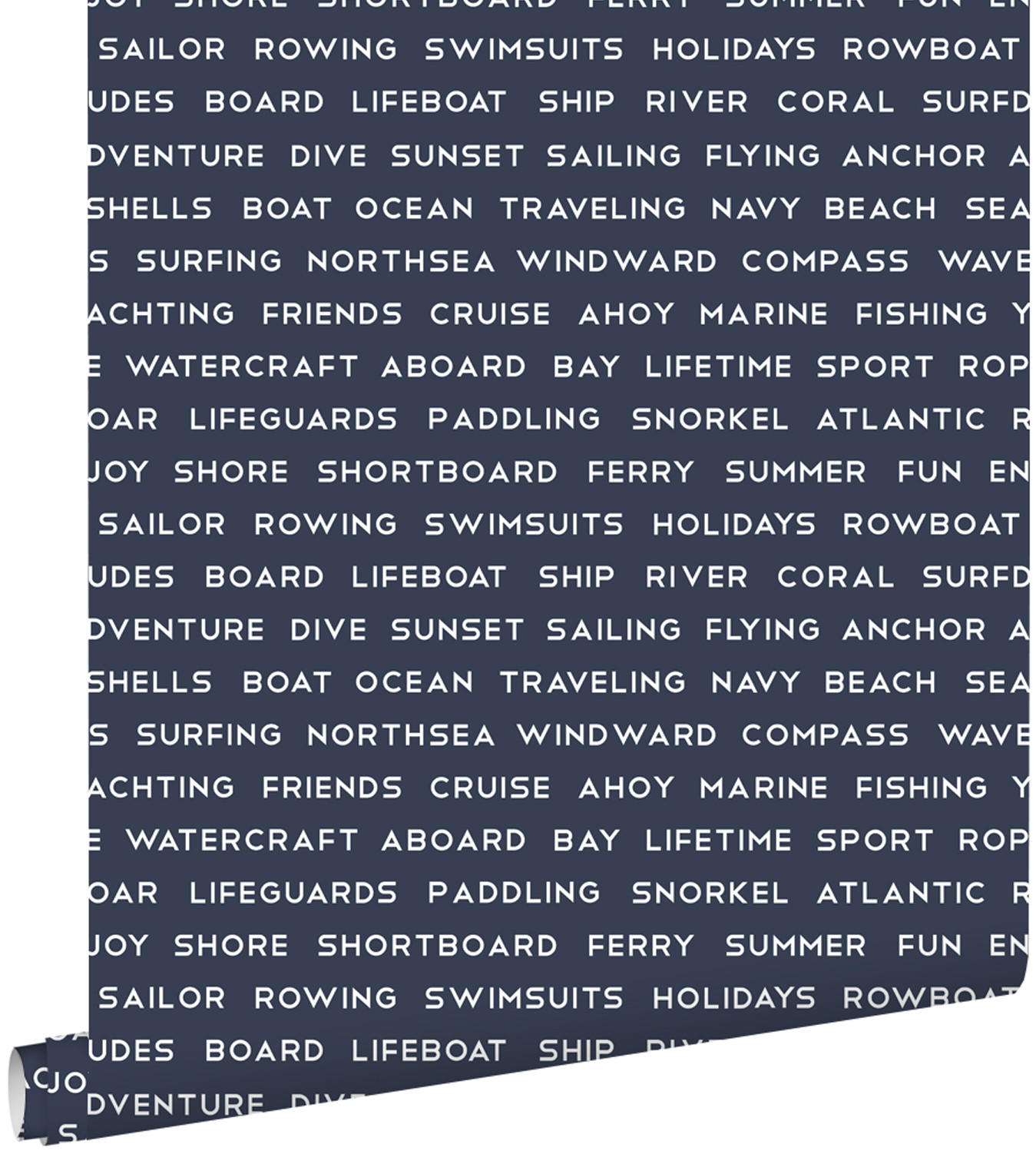 TAPETE maritime Strandtexte 53 cm x 10.05 m - Blau, Papier (53/1000cm) - ESTAhome