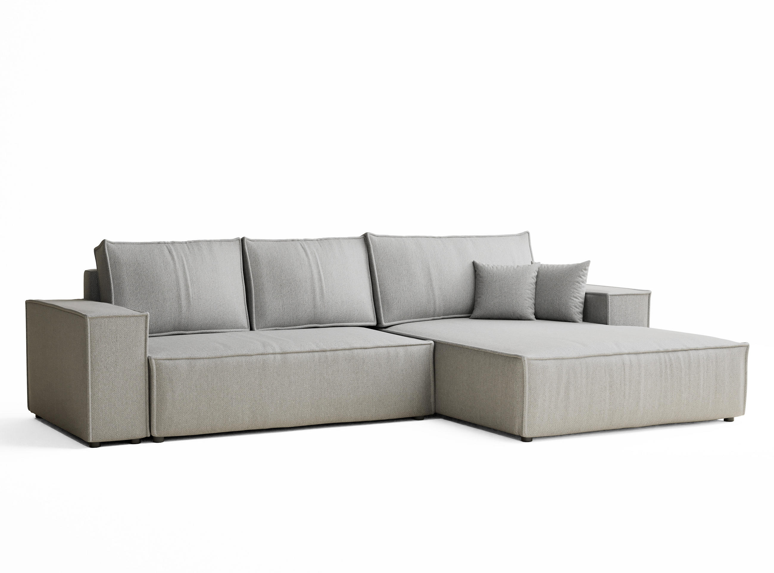 ECKSOFA MIT SCHLAFFUNKTION Maze Hellgrau Webstoff - Hellgrau/Schwarz, Holz/Holzwerkstoff (294/185cm) - Maison de Reve