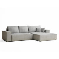 ECKSOFA MIT SCHLAFFUNKTION Maze Hellgrau Webstoff - Hellgrau/Schwarz, Holz/Holzwerkstoff (294/185cm) - Maison de Reve