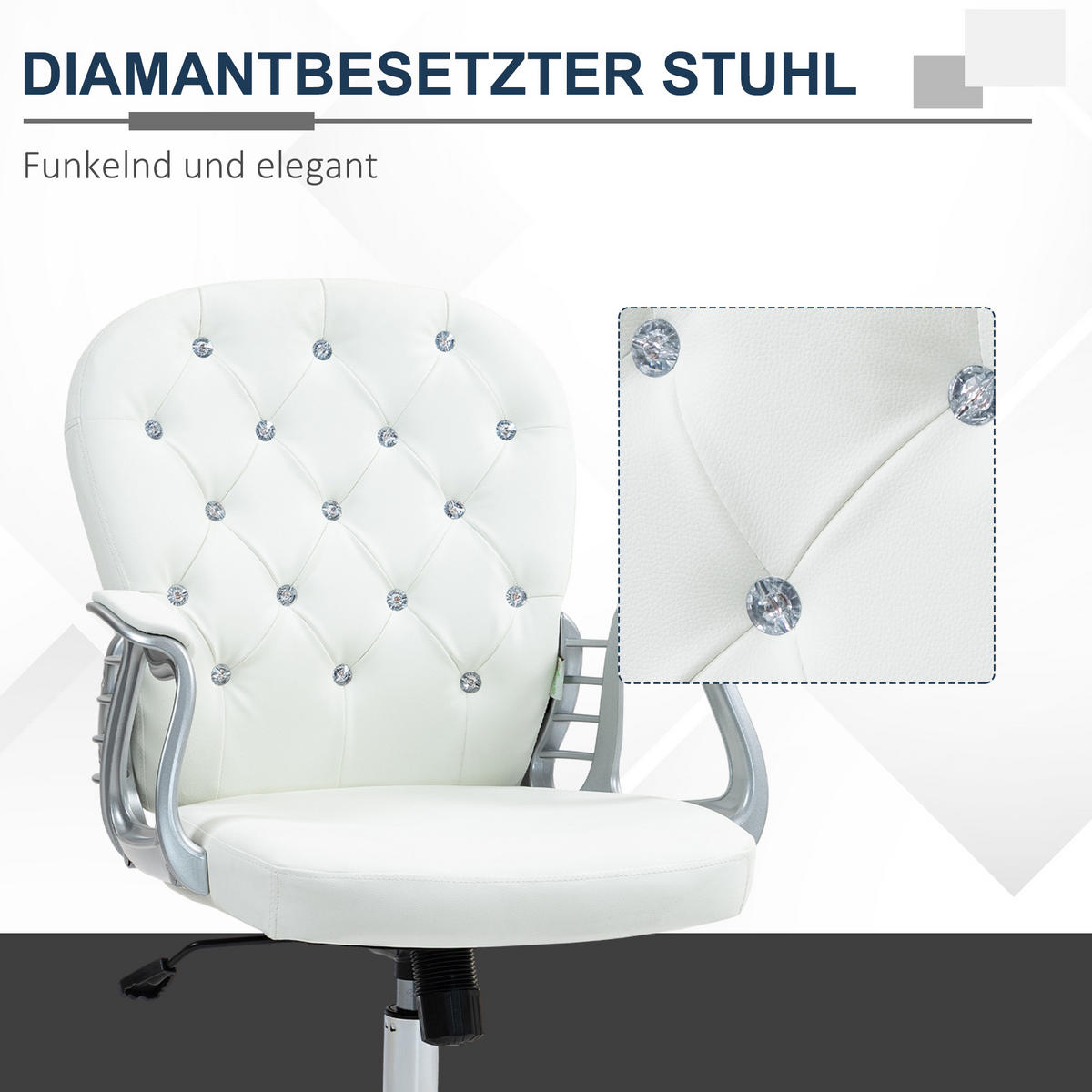 BÜROSTUHL, Ergonomisch Schreibtischstuhl mit Armlehne, Gepolsterter Rückenlehne - Weiß, Kunststoff (60.5/103/59.5cm) - Vinsetto