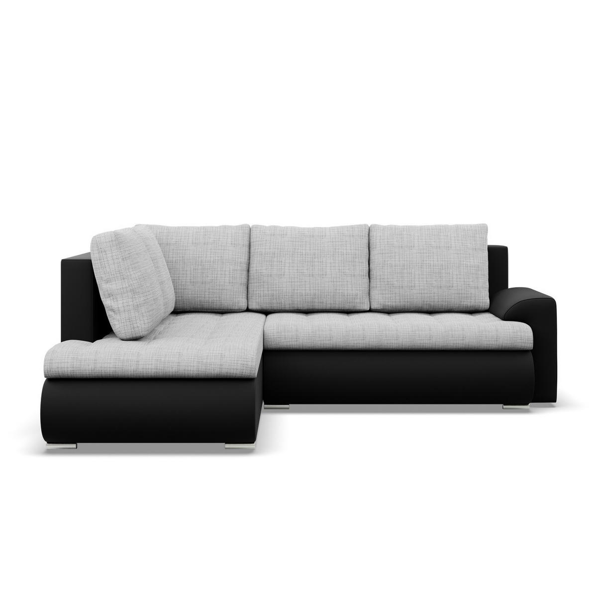 ECKSOFA LINKS MIT SCHLAFFUNKTION FORESTA, Grau + Schwarz - Schwarz/Grau, Textil (230/200cm) - Mebligo