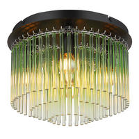 DECKENLEUCHTE GORLEY Glasstäbe Grün Schwarz - Grün, Metall (32/32/23cm) - Globo Lighting