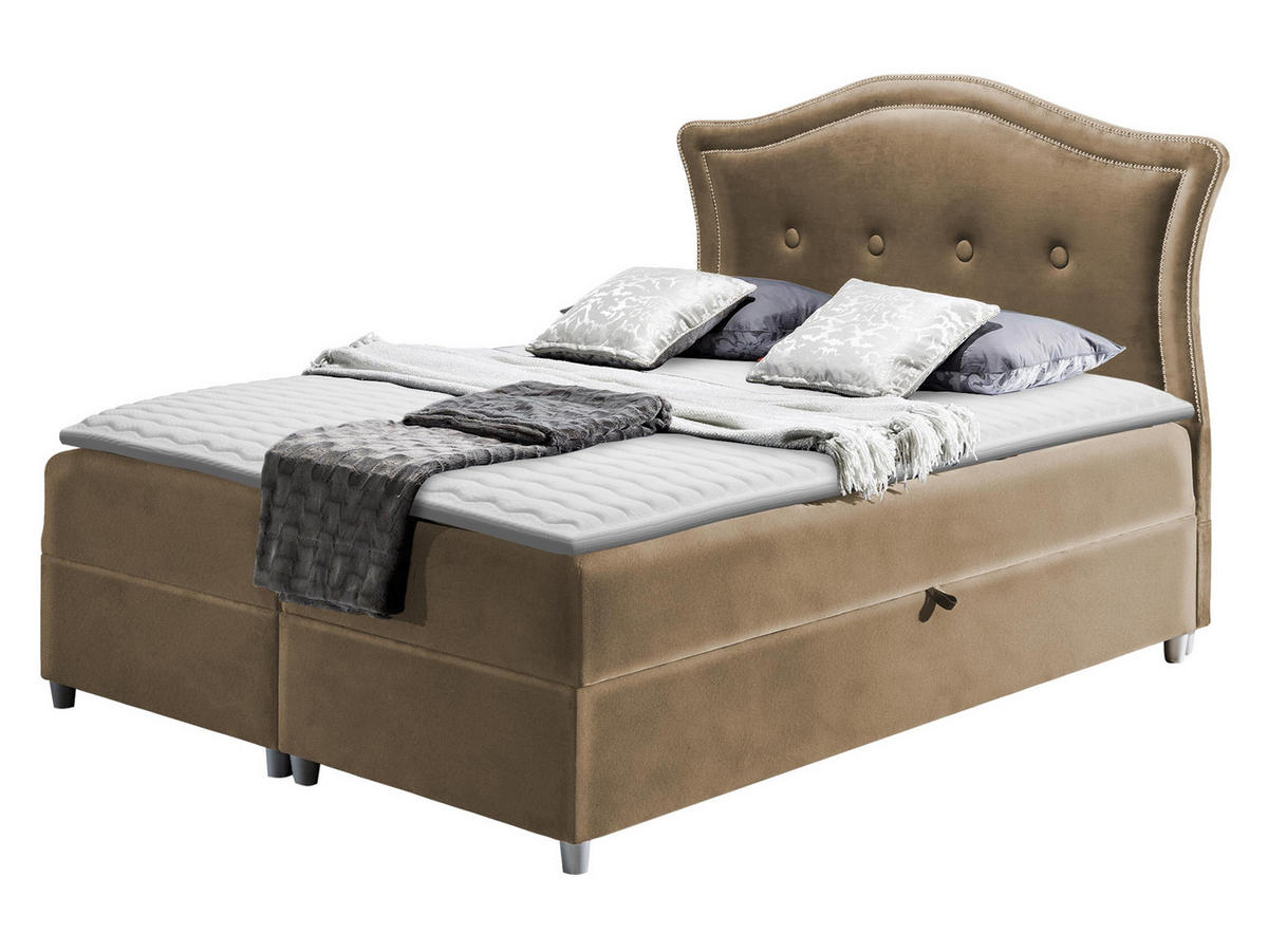 BOXBETT Bedran - Hellbraun, Holz (140/200cm) - MIRJAN24